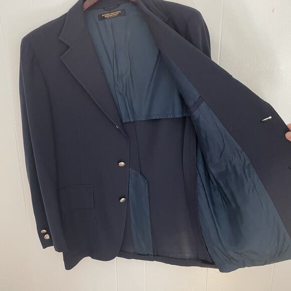 VTG Brooks Brothers Brooksgate Navy Blazer 40R Silver Buttons Preppy USA Ivy - Picture 11 of 14